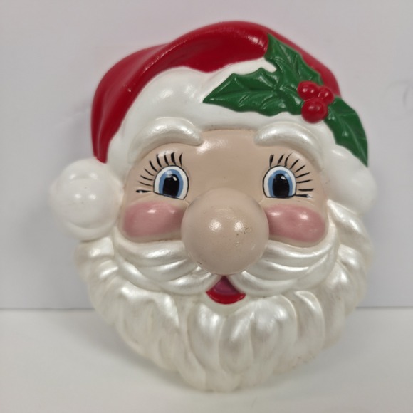 Other - Vtg 1986 Musical Santa Face Nose Wind Up Wall Hanger Christmas Here Comes Santa